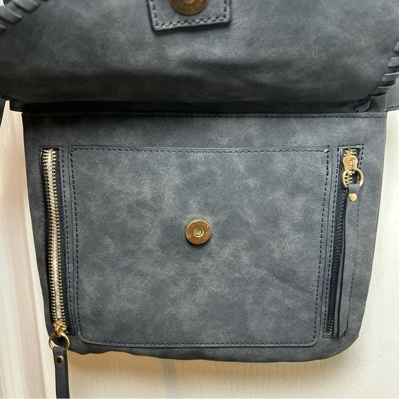 VR NYC O-Ring Puller Flap Over Messenger Shoulder/ crossbody Bag/purse Blue - Picture 3 of 7